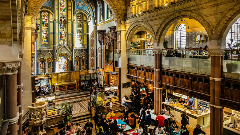Diners at the Mercato Mayfair church cafe in London