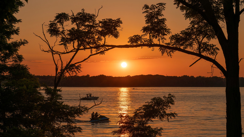 sunset on Alum Creek Lake in Ohio